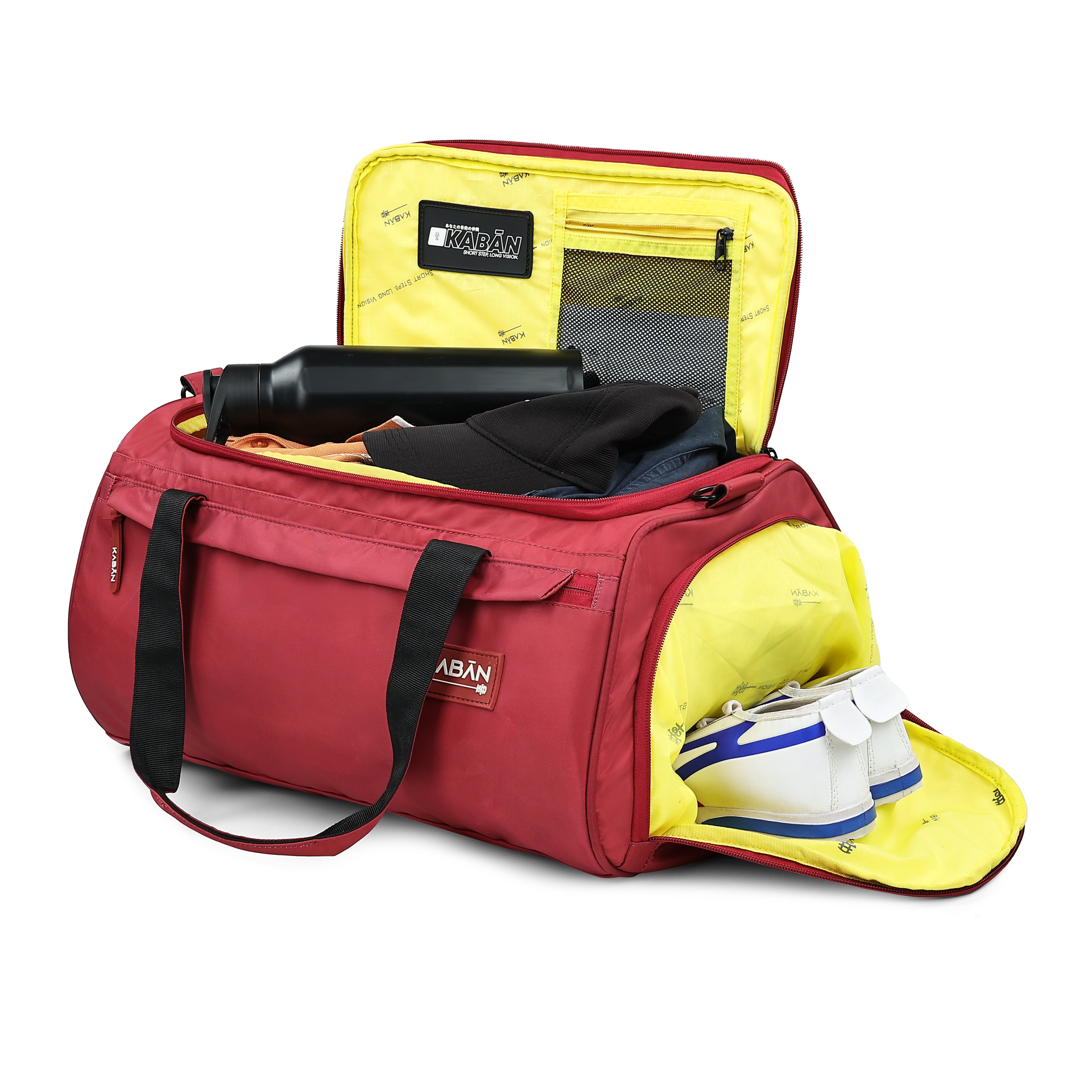 Raspberry Duffle Bag with Shoe Compartment