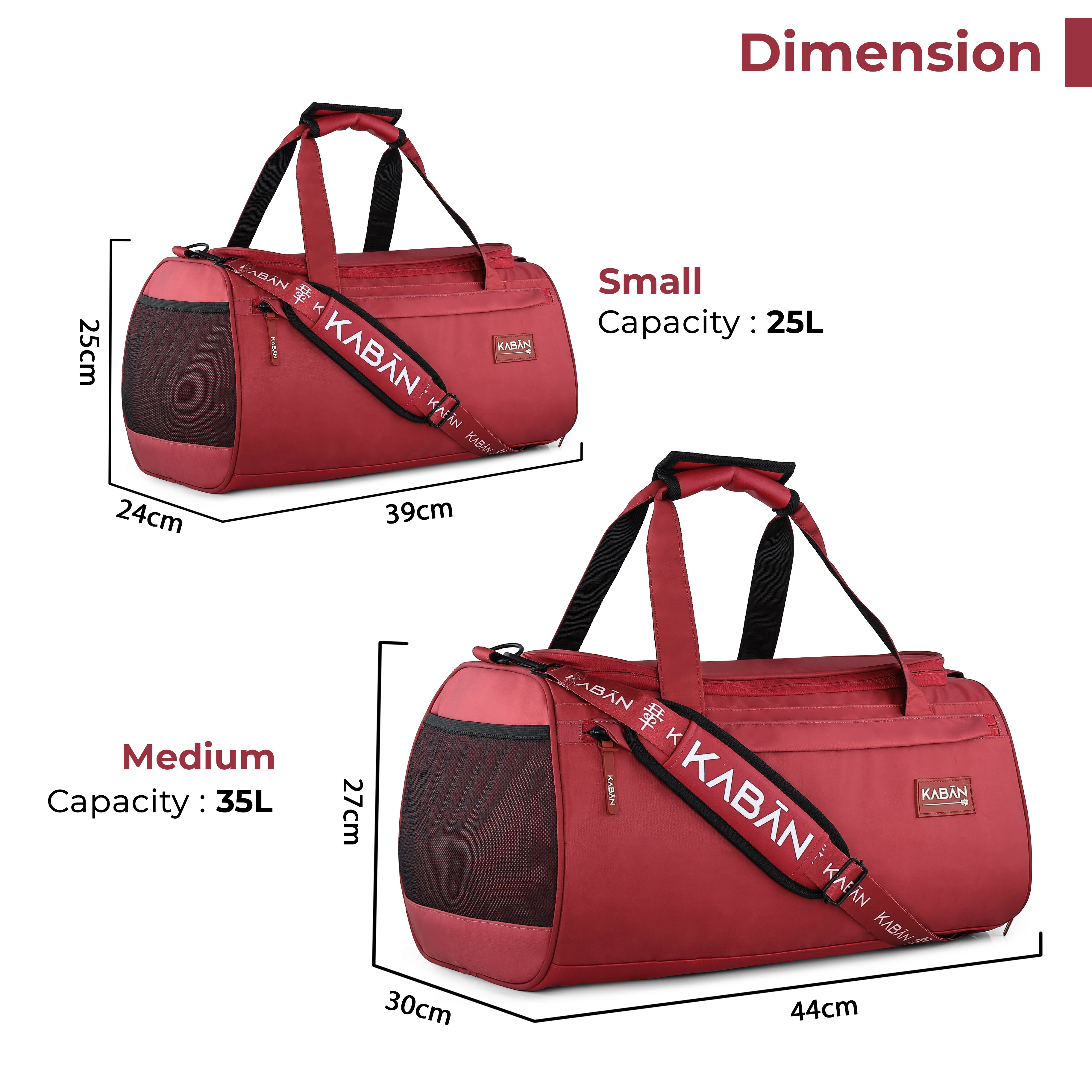 Raspberry Duffle Bag with Shoe Compartment
