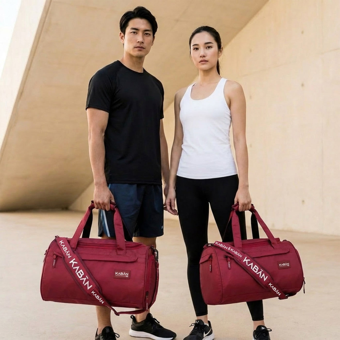 Raspberry Duffle Bag with Shoe Compartment