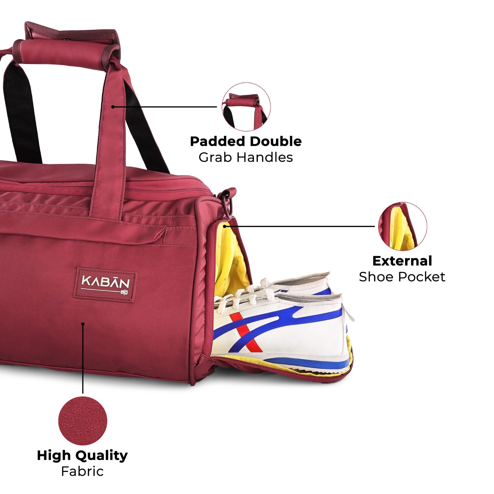 Raspberry Duffle Bag with Shoe Compartment