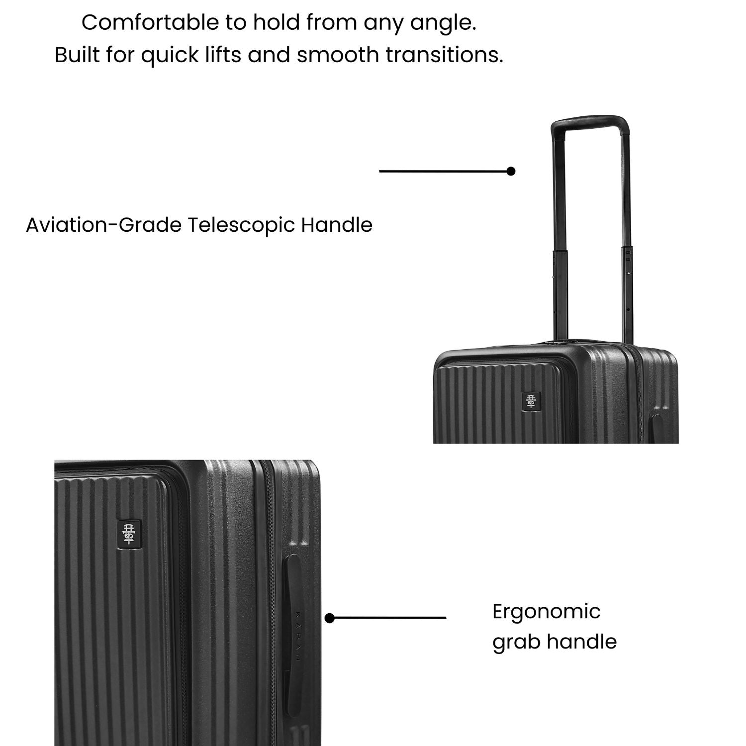 KUROI WHITE CABIN HARD LUGGAGE WITH LAPTOP COMPARTMENT