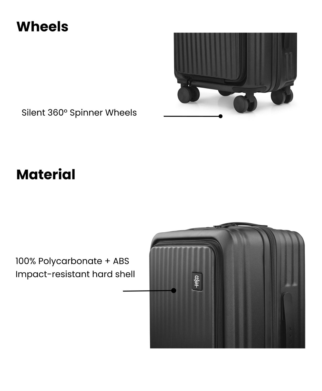 KUROI WHITE CABIN HARD LUGGAGE WITH LAPTOP COMPARTMENT