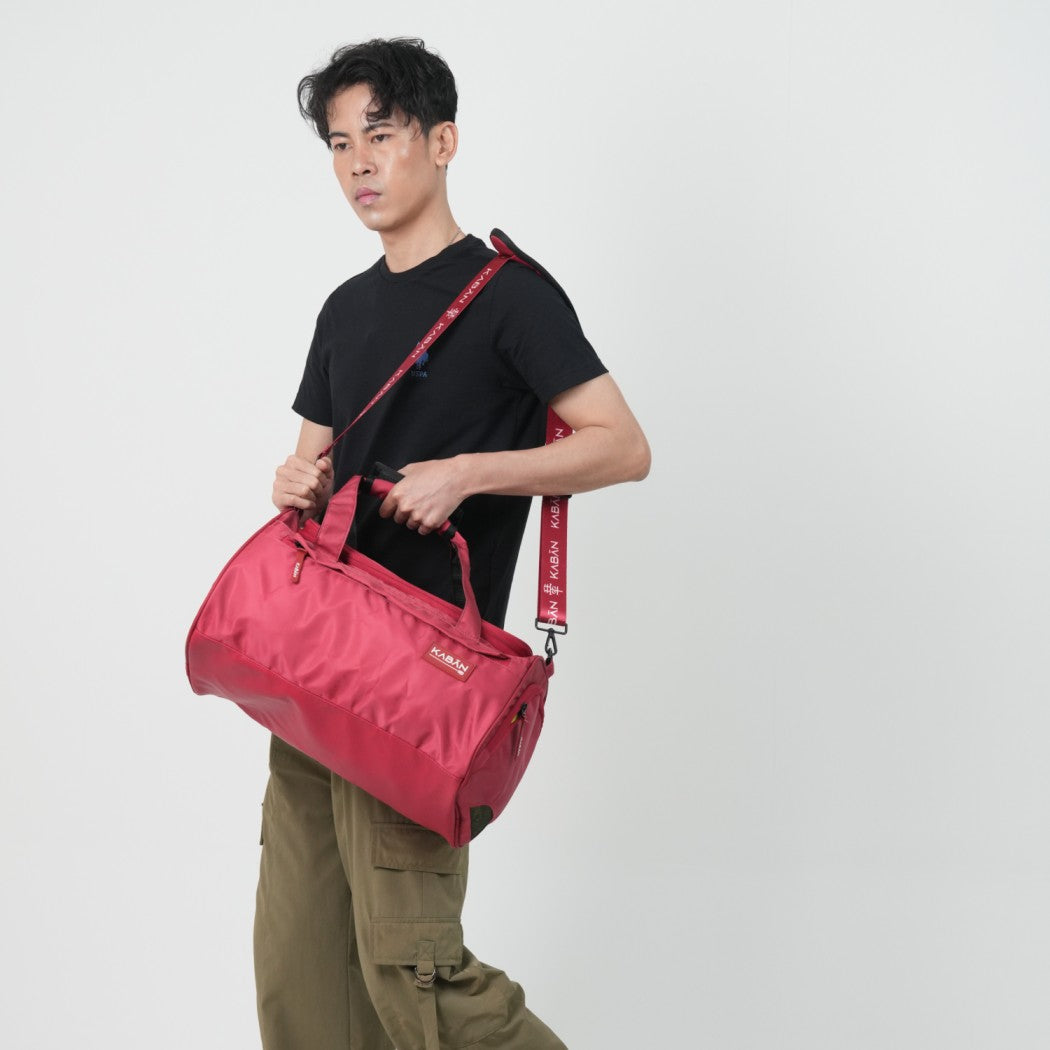 Raspberry Duffle Bag with Shoe Compartment