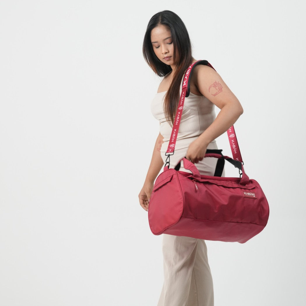 Raspberry Duffle Bag with Shoe Compartment