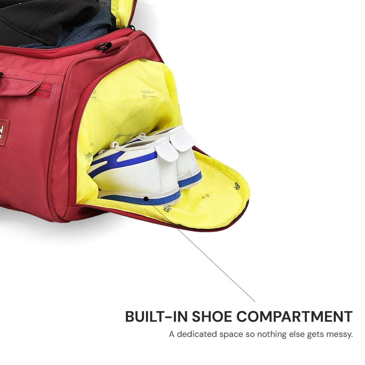 Raspberry Duffle Bag with Shoe Compartment
