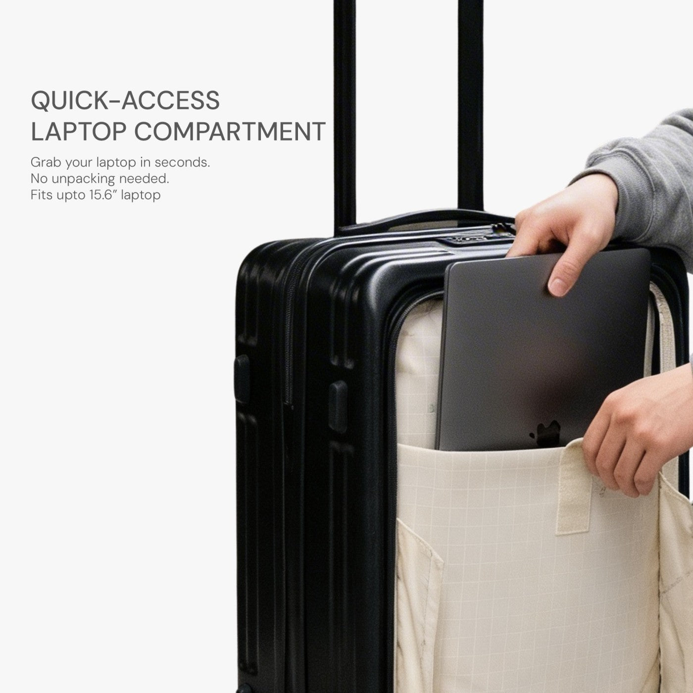 KUROI WHITE CABIN HARD LUGGAGE WITH LAPTOP COMPARTMENT