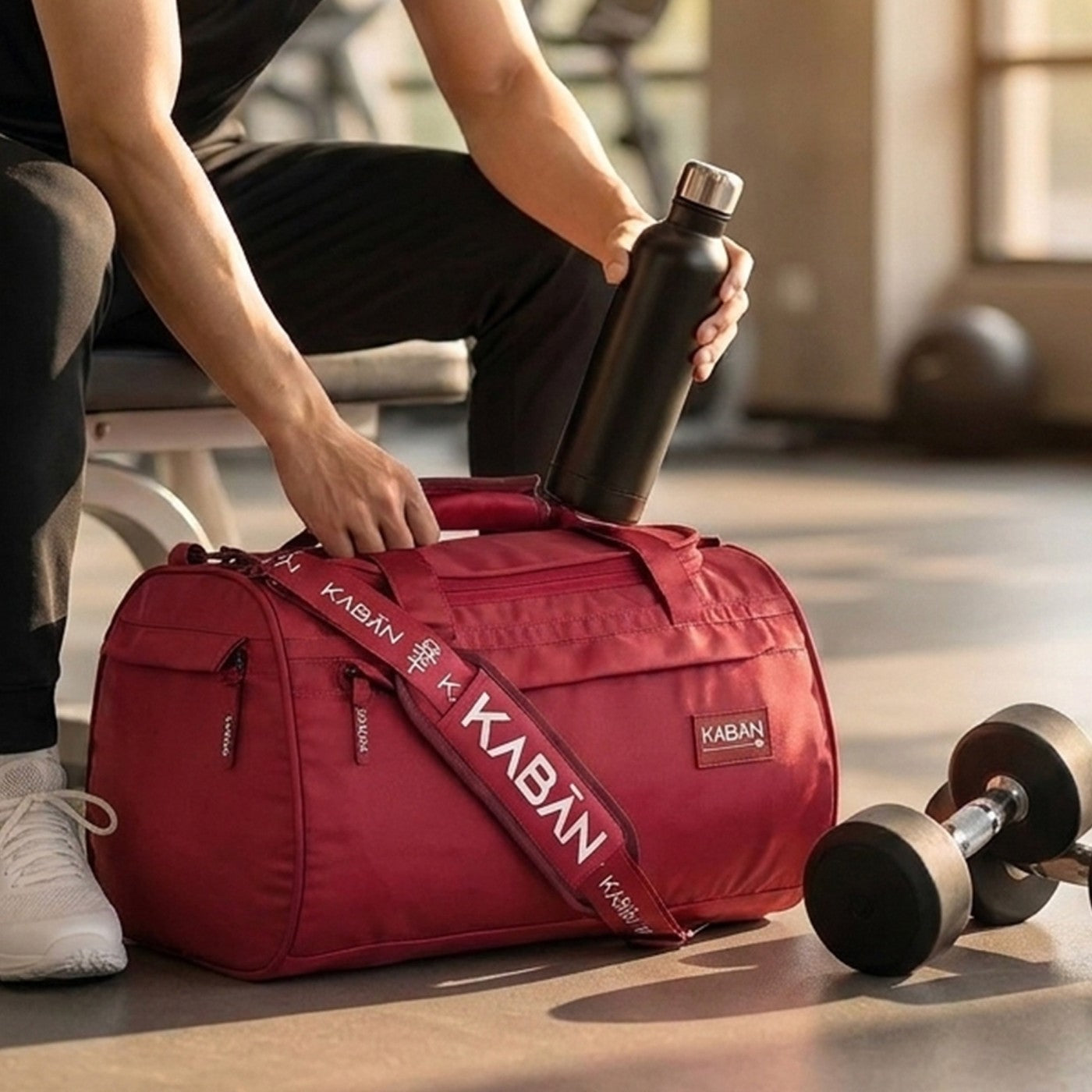 Raspberry Duffle Bag with Shoe Compartment