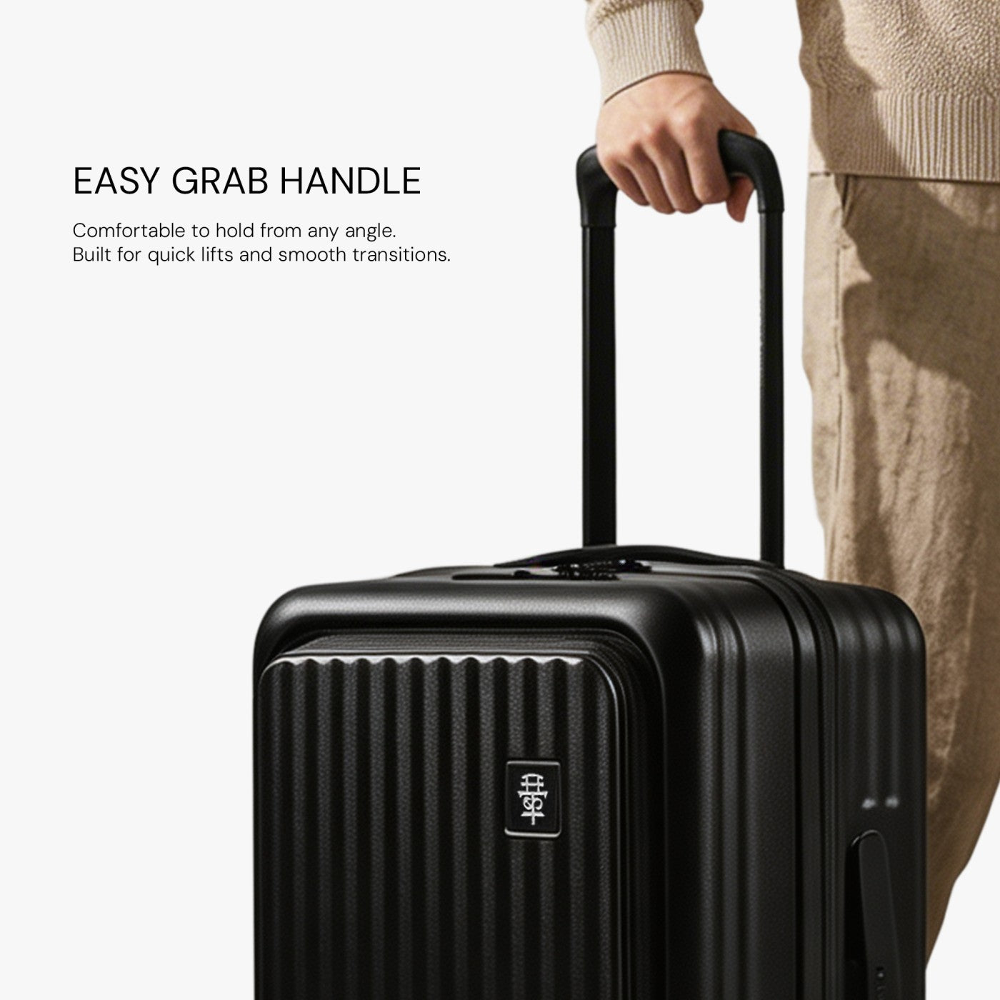KUROI WHITE CABIN HARD LUGGAGE WITH LAPTOP COMPARTMENT
