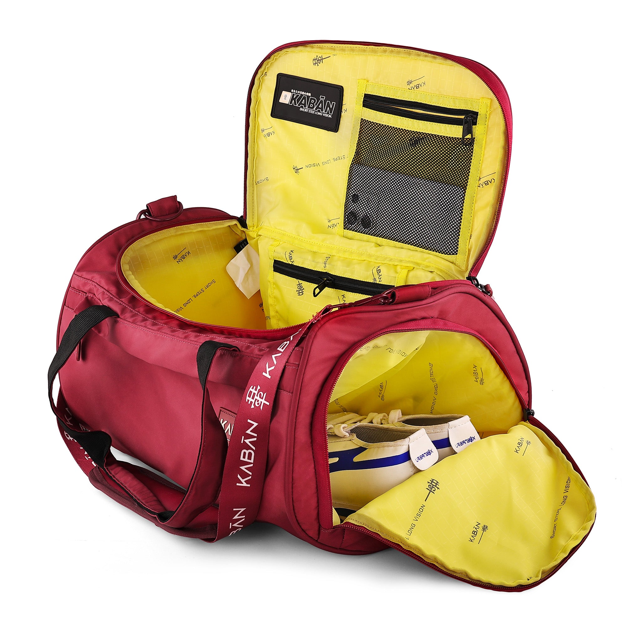Raspberry Duffle Bag with Shoe Compartment