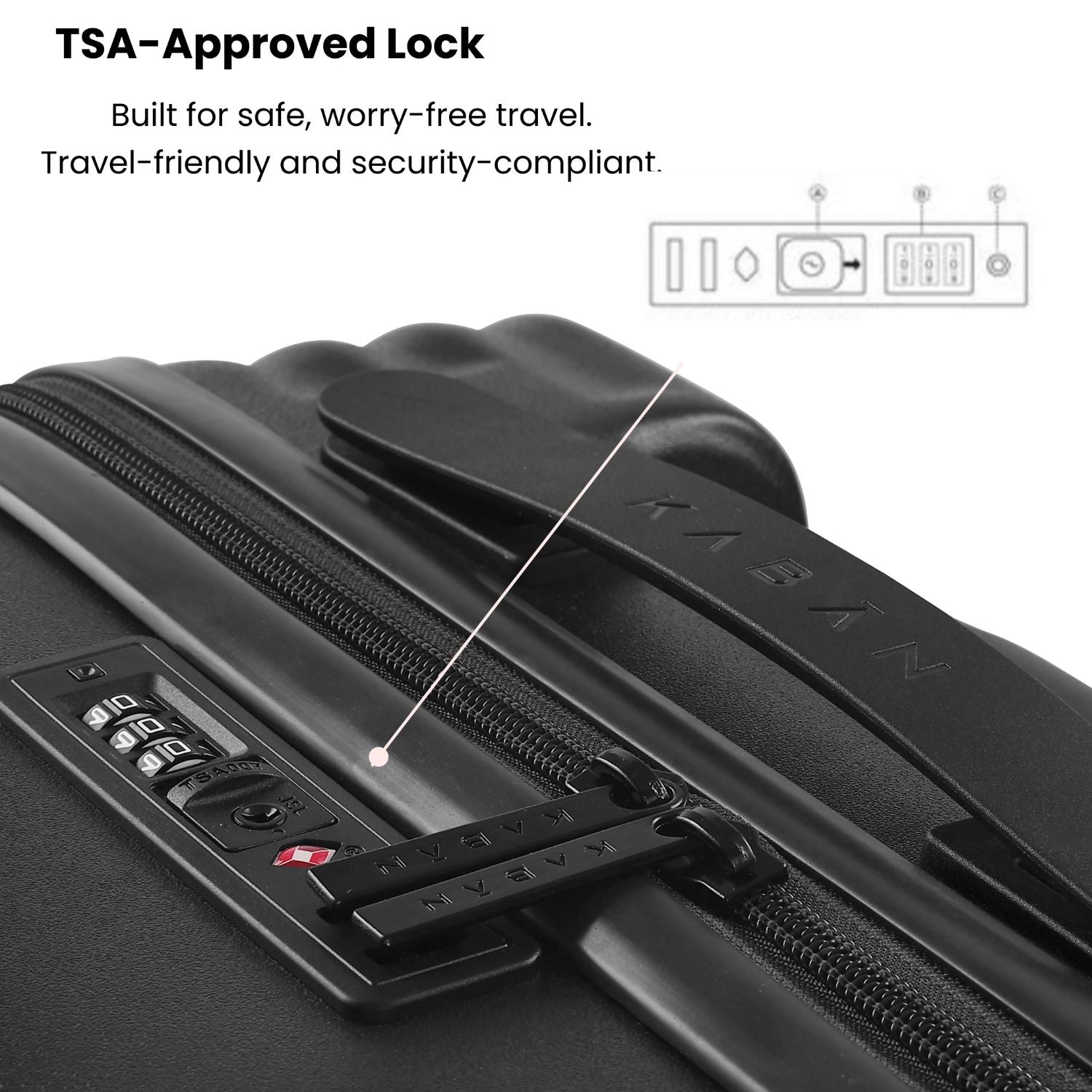 KUROI WHITE CABIN HARD LUGGAGE WITH LAPTOP COMPARTMENT