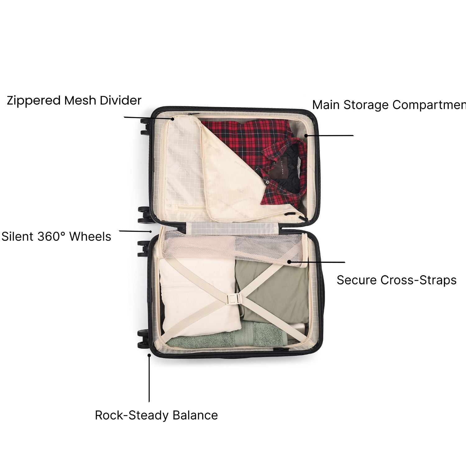 KUROI WHITE CABIN HARD LUGGAGE WITH LAPTOP COMPARTMENT